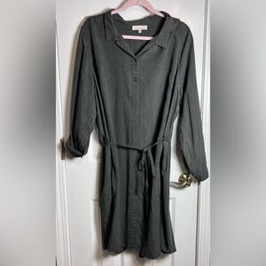 Side Stitch Los Angeles Women’s XL Button Up Charcoal Dress w/collar & pockets